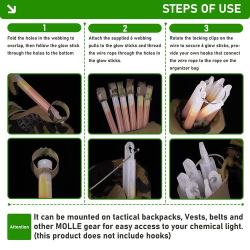BShasrlim Tactical Glow Stick Organizer Pouch - Chemlight Holder for Glow Sticks - Chem Light Holders for Molle Tactical Vest, Ideal for Camping, Fishing, and Hunting (CP)