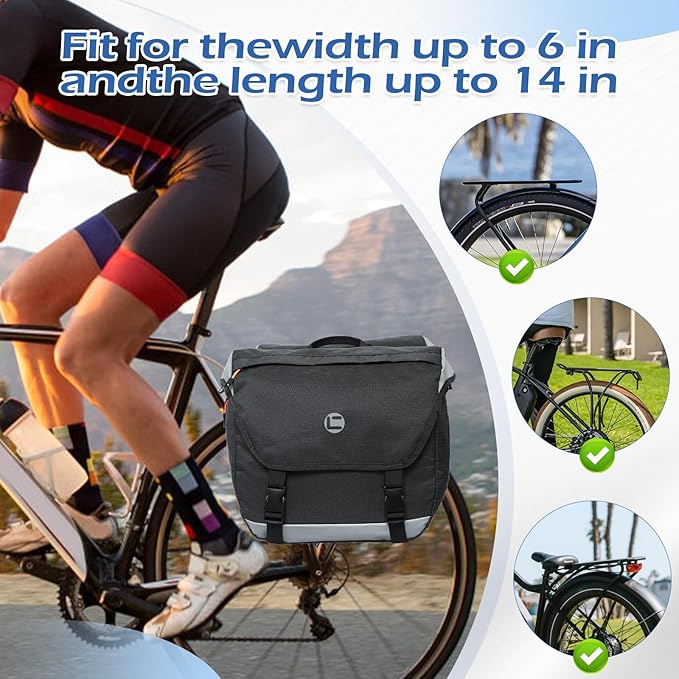 QYCHHJ 25-35L Bike Bags for Bicycles Rear Rack Bike Rack Bag with Water-Resistant Zippers, Waterproof Bike Trunk Bag with Side Pockets Pannier Bag for Bike Accessories