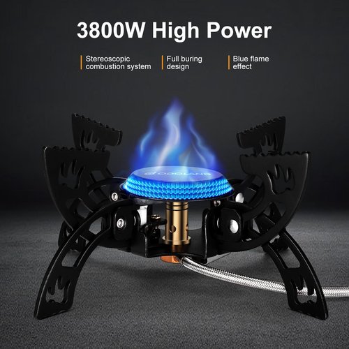 Odoland 3800W Portable Camping Stove Lightweight Gas Stove Collapsible Backpacking Stove with EVA Box for Outdoor Camping Cooking Hiking and Picnic