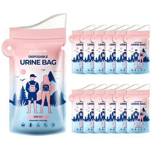 12PCS Disposable Urine Bags,900ML Pee Bags for Travel for Women/Men with Big Funnel,Leak-Proof Emergency Portable Travel Urinal and Vomit Bags for Travel,Car,Camping,Traffic,Pregnant, Patient, Kids