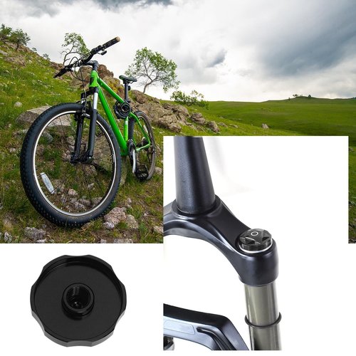 SG Store 2PCS Bicycle Front Fork Cap Shock Gas Cover Bike Suspension Cover Aluminum Alloy Cap Shoulder Protector Parts for Mountain Bicycle Road Bike, Black