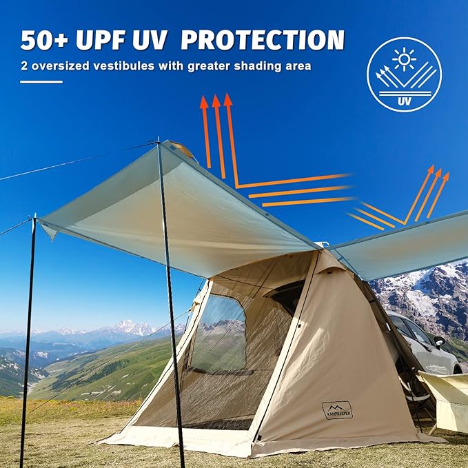 KAMPKEEPER SUV Car Tent, Tailgate Shade Awning Tent for Camping, Vehicle Camping Tents Outdoor Travel (Khaki)