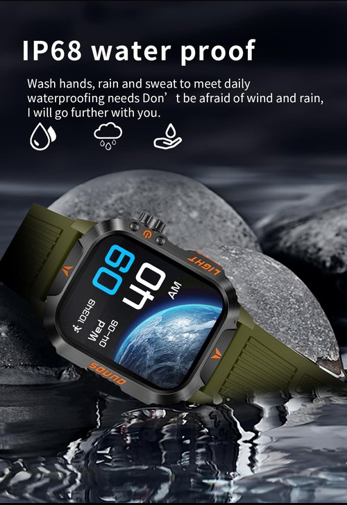 QTLLBT Smartwatch LED Flashlight Barometer Altimeter Compass 2.01HD Fitness Tracker Pedometer Multiple Watch Faces 100+ Sports Modes Sleep Heart Rate for Android iOS Men's Watch (Blue)