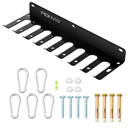 Wall-Mounted Gym Organizer, Resistance Band Storage Rack, Barbell Holder Wall Mount, Dumbbell Storage, Home Gym Accessories Holder