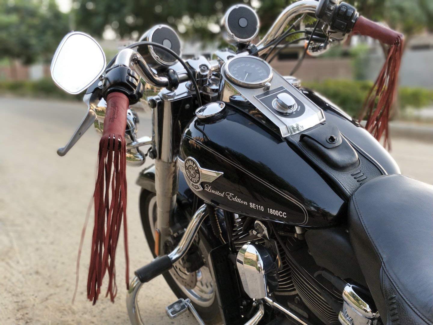 Trip Machine Company Leather Motorcycle Tassels Fringes (Cherry Red)