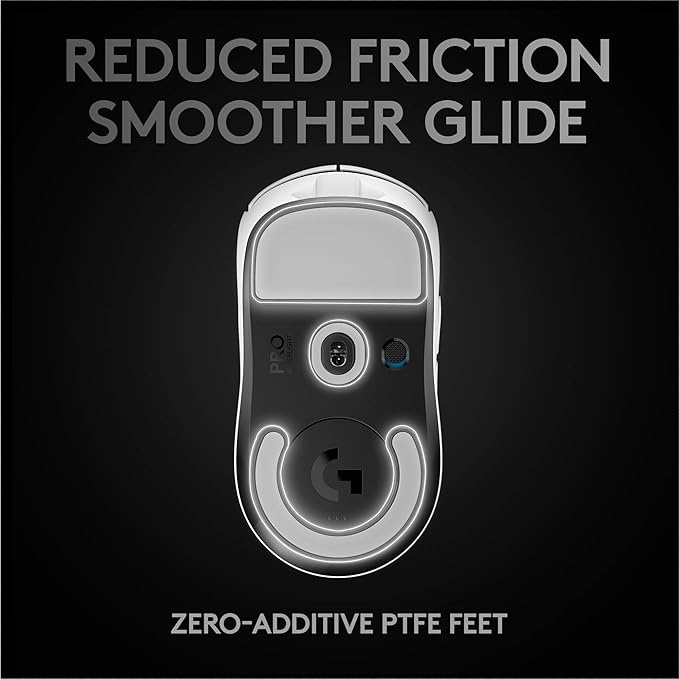 Logitech G PRO X SUPERLIGHT Wireless Gaming Mouse, Ultra-Lightweight, HERO 25K Sensor, 25,600 DPI, 5 Programmable Buttons, Long Battery Life, Compatible with PC / Mac - White
