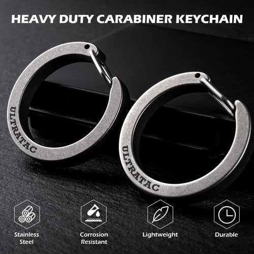 UltraTac 2-Pack Round Carabiner Keychain Clip, Stainless Steel Quick Release Circle Keychain Carabiner Hooks for Keys and EDC Items