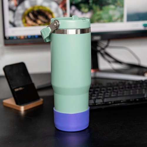 Diumepo Silicone Boot for Stanley 40 oz Tumbler- Matte Luster Protective Silicone Sleeve Fit for Hydroflask Water Bottle 12 oz -24 oz, Glitter Anti-Slip Bottom Sleeve Cover, BPA (Green)