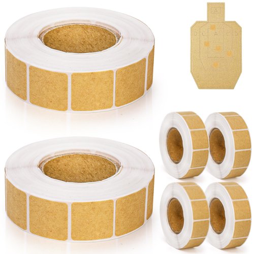 Covzoe 6000 Pieces / 6 Rolls Square Target Pasters, 0.87" Self-Adhesive Target Sticker for Shooting Practice, Shooting Cardboard Paper Markers Label for Pistol Shooting Range Targets