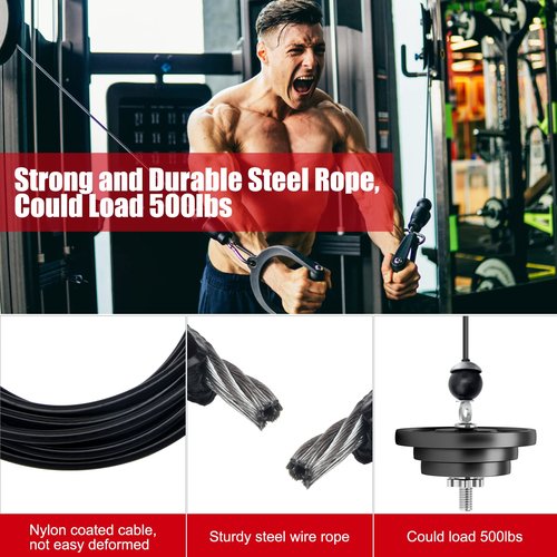 Anglekai 118In Home Gym Replacement Cable, Fix Fitness Pulley Cable with 2 Gravity Ball 5mm Gym Pulley Rope for Exercise Machine (118in)