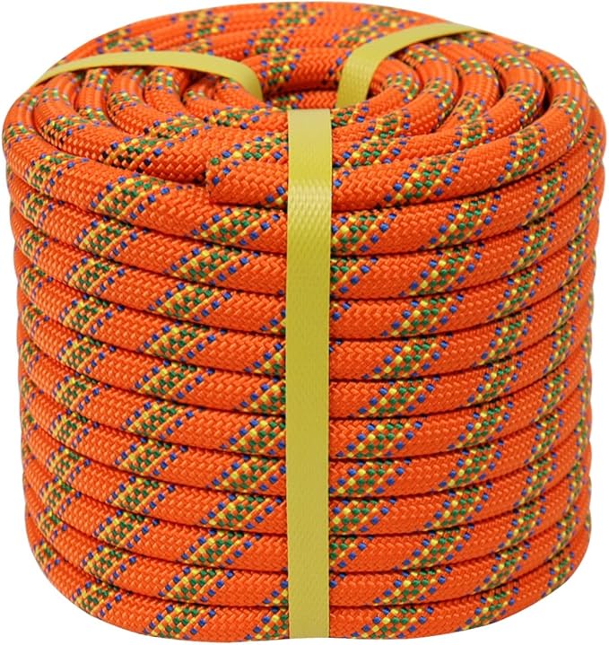 Double Braided Arborist Rope - 1/2 Inch x 200 Feet Polyester High Strength Climbing Rope for Tree Work, Halyard, Sailing (Orange)