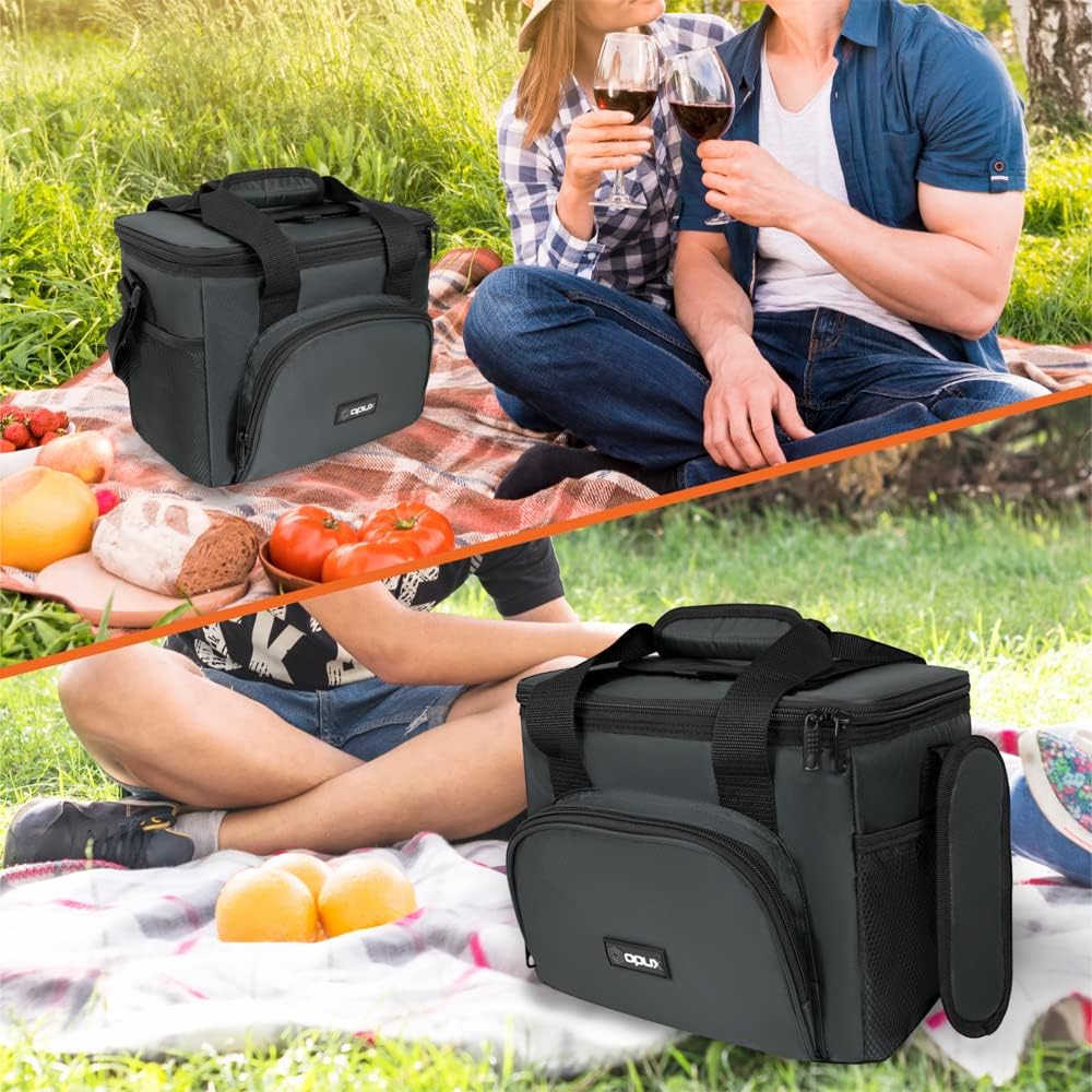 OPUX Soft Cooler Bag, Insulated Collapsible Lunch Cooler Bag for Men Work Camping Beach Travel, Portable Soft Sided Leakproof Waterproof Large Lunch Bag Box with Shoulder Strap 18 Cans, Heather Navy