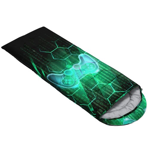 Axolotl Green Gamepad Sleeping Bag for Boys Men - Lightweight Waterproof Backpacking Bag for Warm and Cool Weather - Video Gaming Console Design for Travel, Outdoors Camping, Hiking