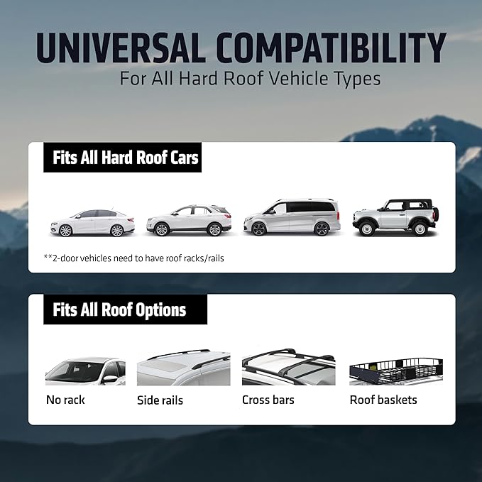 Rooftop Cargo Carrier - Waterproof Soft Shell Car Roof Cargo Carrier, Heavy Duty Car Top Luggage Cargo Bag with Patented Door Hook System and Non-Slip Mat for Car or SUV (15 Cubic Feet)