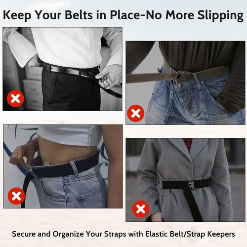 Bewudy 10 Pack Elastic Belt Keeper Strap, Nylon Canvas Web Belt Elastic Loop Keeper, Organizers Backpack Strap, Holder Retainer Band for 1.5" Wide Belts or Straps (Colorful)