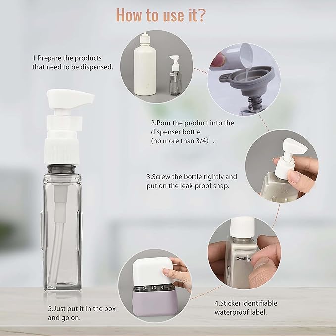 Bpluma Travel Bottles, Leak Proof Containers For Toiletries TSA Approved Airplane Accessories Kits For Liquid With Labels