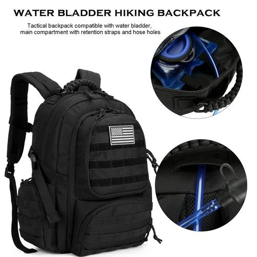 W WINTMING 30L Military Tactical Backpack for Men 3 day Assault Pack Molle Daypack Army Hiking Rucksack (Black)