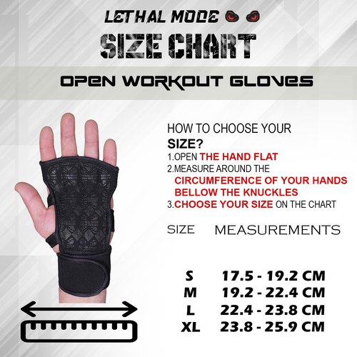 LETHAL MODE Workout Gloves for Men & Women – Fingerless Weight Lifting Gloves with Wrist Support for Gym, Crossfit, and Exercise – Durable Grip for Weightlifting, Cycling & Training (D1, X-Large)