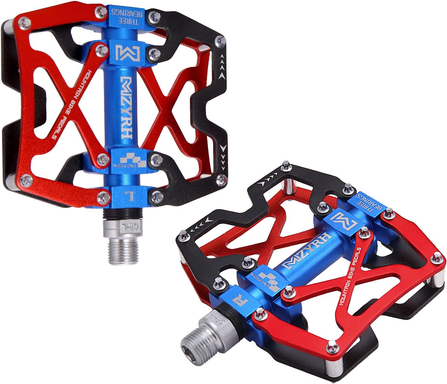 Mountain Bike Pedals, Ultra Strong Colorful CNC Machined 9/16" Cycling Sealed 3 Bearing Pedals