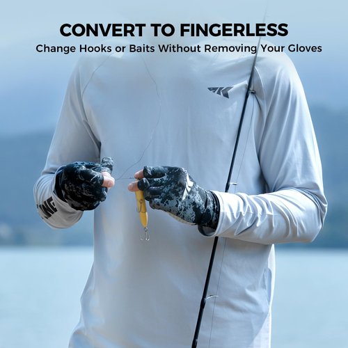 KastKing La Sal Pro Full Finger Fishing Gloves, UPF 50+ Sun Protection Gloves with Convertible Design, Ultralight Microfiber, Ultra-Soft Comfort, FrostWeave Cooling, Enhanced Grip, Four Sizes Options