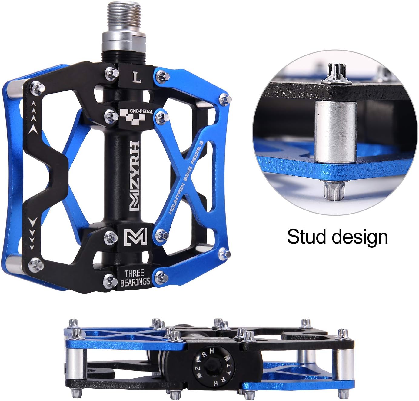 Mountain Bike Pedals, Ultra Strong Colorful CNC Machined 9/16" Cycling Sealed 3 Bearing Pedals