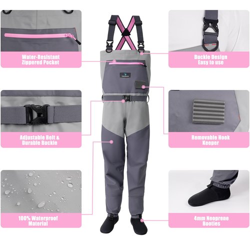 Trudave Women's Fishing Waders, Insulated Chest Waders with Stockingfoot Waterproof Neoprene Hunting Waders for Women