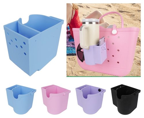Cup and Phone Holder Compatible with Bogg Bag and Simply Southern Modern Bag 40 oz Insert Cup Holder for Stanley, Compatible bogg Bag Beach Soft Silicone Handbag Accessories and Accessories (Black)