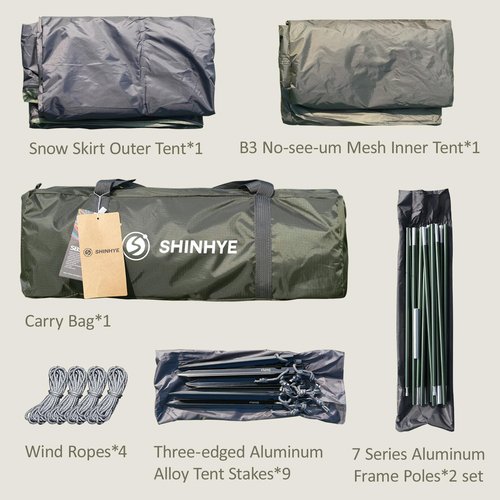 1/2 Person Backpacking Tent for 4 Season, Winter Ultralight Extreme Cold Weather Tents for Camping Easy Setup Waterproof Double Layer Tent for Family Outdoor Hiking Mountaineering (Green- 2 Person)