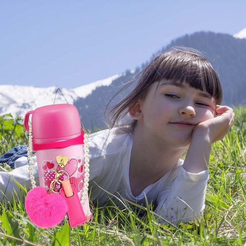 SiliFine Compatible with Stanley Cup 30&40oz Tumbler with Handle Accessories Including Silicone Water Bottle Handle Holder with Pearl Strap Beadable Charm Tumbler and Pompom Keychain(Rose Red,Classic)