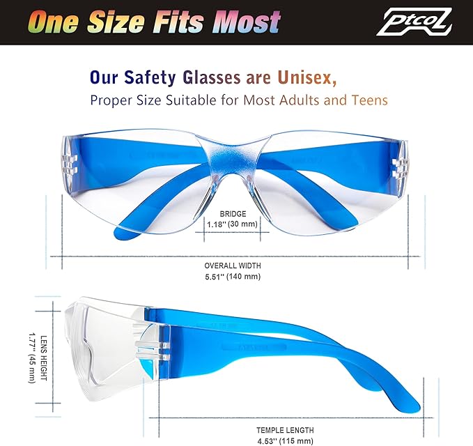 28 Pack Safety Glasses BLUE Frame (Bulk Pack of 24+4) Unisex Clear Anti-Scratch Protective Goggles Impact Resistant Lens Eyewear with ANSI Z87.1 Certified for Construction, Shooting and Laboratory