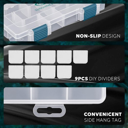 SF Tackle Box 3500 Plastic Tackle Trays Fishing Tackle Box Storage Organizer with Removable Dividers Lure Boxes Terminal Tackle Storage