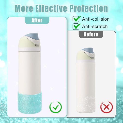 UBEEKOO Silicone Boot for Owala 24oz FreeSip,Twist,and Flip Stainless Steel Water Bottle,Sleeve Cover for Stanley IceFlow 24oz,Anti-Slip Bottom Protective for Owala Accessories,TM-Mint