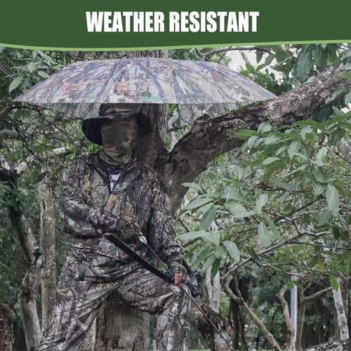 Kalkal Tree Stand Umbrella, 58" Wide Camo Hunting Umbrella for Tree Stand, Weather-Resistant Treestand Roof Quick Set, Portable Hunting Accessories