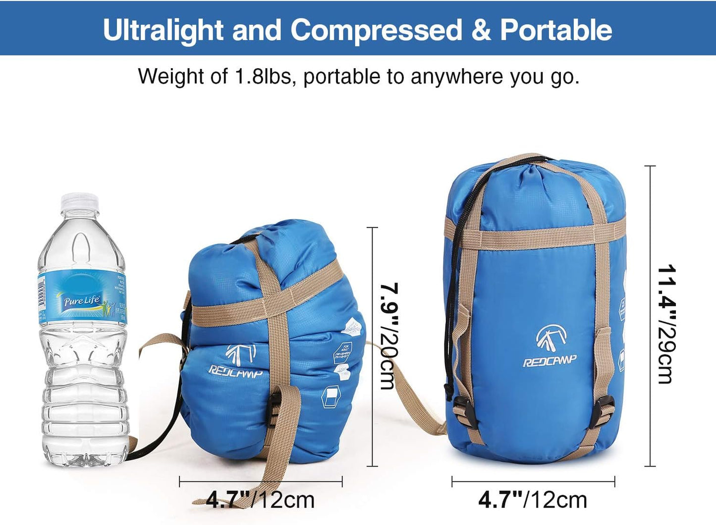 REDCAMP Ultra Lightweight Sleeping Bag for Backpacking, Hiking, Comfort for Adults Warm Weather, with Compression Sack