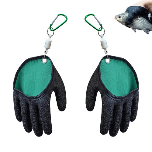 hisptgo 2Pcs Fishing Gloves for Men with Magnet Release, Professional Anti-Slip Puncture Resistant Gloves for Handling, Catching, Cleaning, Fisherman Fishing Accessories, Left and Right Hand