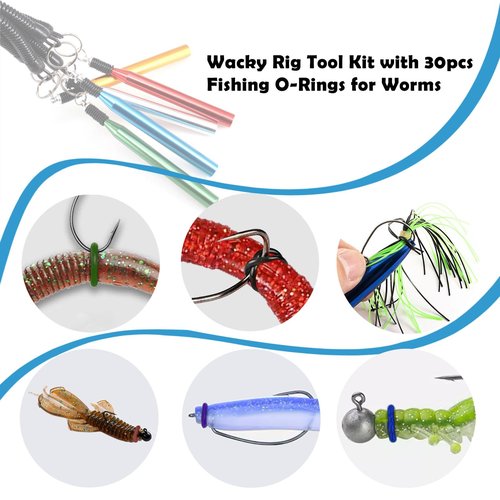 Wacky Rig Tool Wacky O-Rings for Wacky Rigging Soft Plastic Worms, Wacky Rigging Tool Fishing Bait Rigs, Wacky Worm Tool Silicone O Rings for Rubber Fishing Worms for Bass Fishing Wacky or Neko Rig