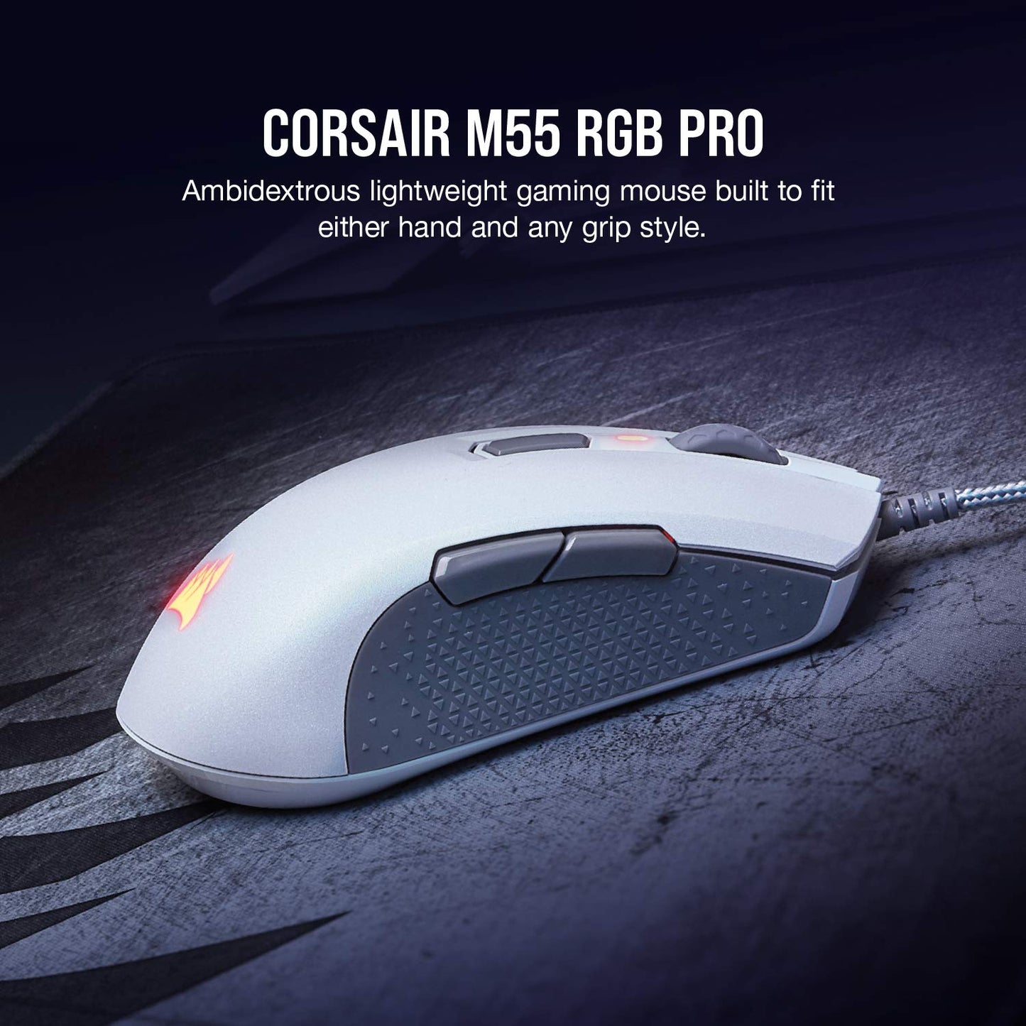 Corsair M55 Wireless Lightweight FPS Gaming Mouse – 2.4GHz & Bluetooth – 24,000 DPI – Long-Lasting Battery Life – Six Programmable Buttons – Textured Side Grips – Black