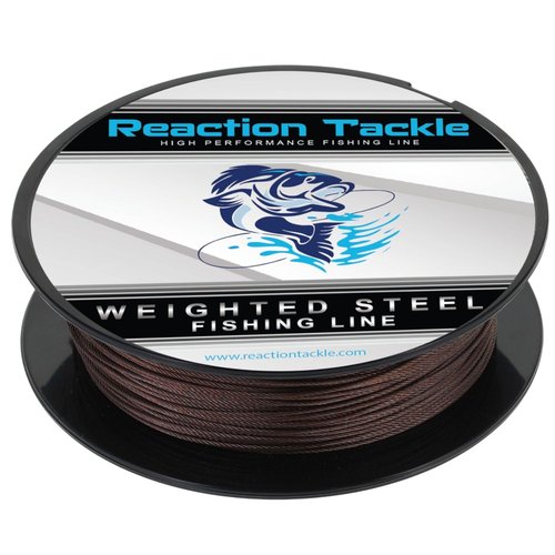 Reaction Tackle Weighted Stainless Steel Trolling Line 45LB- Premium Weighted Fishing Wire 45LB/ 300 Foot