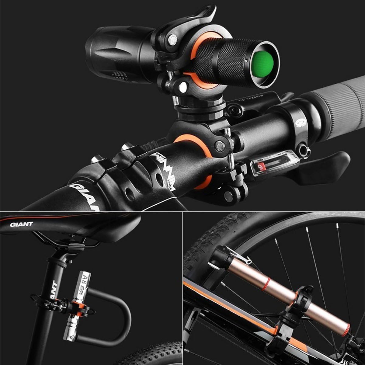[2 Pack] Vonpri Flashlight Holder, Mount Bicycle Mounting Bracket Flashlight Holder Torch Clip 360º Rotation