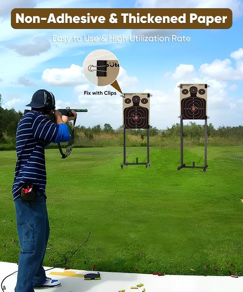 Koutemie Shooting Targets — 10 Pack 17 X 25 Inch Paper Silhouette Splatter Targets for Range for Handguns, Rifles, Pistols, Airguns, BB Guns, Pellet Guns
