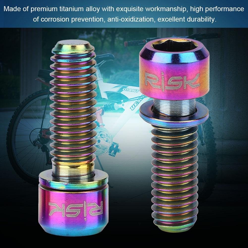Vbestlife Titanium Bolts, M6X18Mm 4Pcs Mountain ycle Bike Disc Brake Clamp Bolt Fixed Screw with Gasket Bike Stem Bolts Bike Stem Bolts