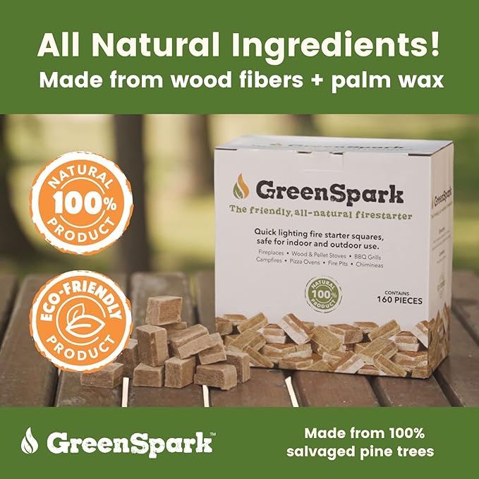 Natural Fire Starters for Grill, Smoker, Pizza Oven,BBQ,Fireplace, Wooden & Pellet Stove, Fire Pit, Long Burn, Waterproof,All Weather, Safe for Indoor/Outdoor Use (Square 400 Pcs)