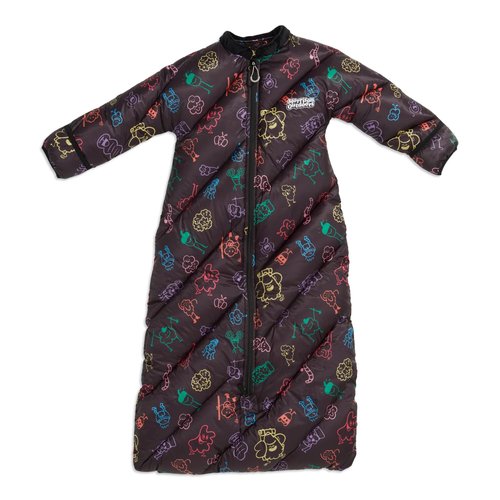 Big Mo 40° Kids Sleeping Bag (Ages 18-36m). The Coziest, Funnest Camping Sleeping Bag for Kids with Adjustable Cuffs. (Black Rainbow)