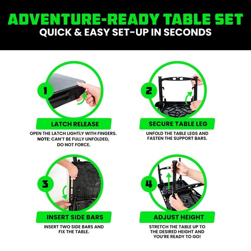 Rhino USA Portable Camping Table and Stool Set - Lightweight Foldable Camp Tables with Net for Beach Trips, Fishing, Picnic, Cooking & Much More (Black)