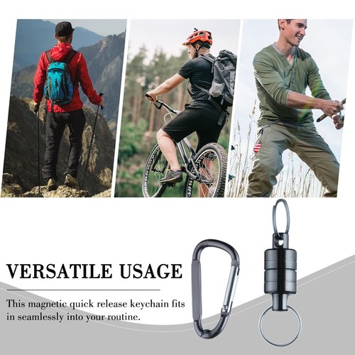 SAMIQU Quick Release Keychain,Super Strong Magnetic Key Holder for Car Key Fly Fishing Bags,Hook Hangers Gray (3)