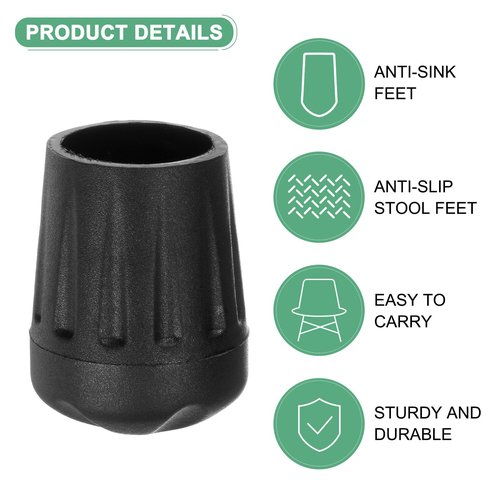 M METERXITY 4-Pack Anti-Slip Camping Chair Foot, 16mm Folding Camp Chair Replacement Feet for Folding Chair Stool/Fishing/Hiking Outdoor/Camping/Picnic/Uneven Floor [Black]