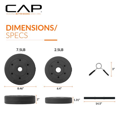 CAP Barbell 40-Pound Adjustable Cement Dumbbell Set – Versatile Vinyl Coated Weights for Home Gym Excellence