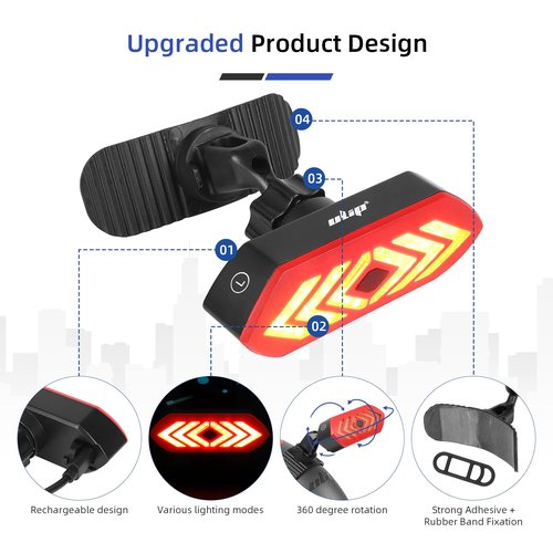 ulip Bike Scooter Tail Light Bicycle Rear Light Back USB Rechargeable Ultra Bright Warning Cycling Tail Light for Night