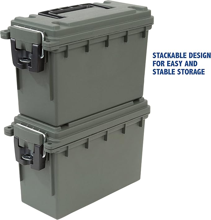 Sheffield 12626 Ammo Storage Box, .30 Cal, Water Resistant, Lockable, Made in USA, Green (Pack of 6)