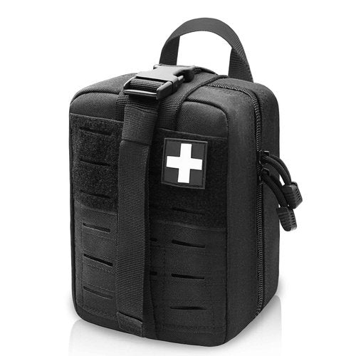 VIIDOO Molle Ifak Pouch Rip Away, 2Pack Molle Tactical Medical Pouch, Empty First Aid Kit Bag for Duty Belt (2 PACK-BLACK)